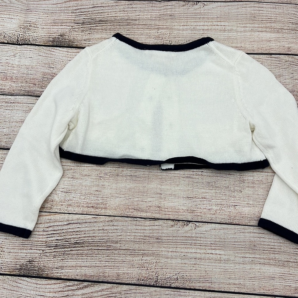 Janie and Jack Cream and Navy Cropped Cardigan Girls Size 18 to 24 Months - Picture 5 of 5